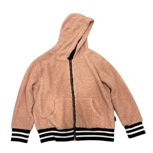 GUC Pixie Lane Girls Size 6 Cozy Pink Hooded Sweatshirt Jacket with Striped Trim